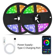 LED Bed Frame With Headboard And Footboard, PU Leather Upholstered Bed Frame, Bedroom Furniture With Wooden Slats Support, No Box Spring Needed, Easy Assembly, Twin/ Full/ Queen ( USB LED Strips) - 粉色 - 查看 9