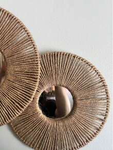 圣诞节4件套手工编织壁挂装饰镜，波西米亚风房间装饰，美学家居装饰挂毯，卧室挂饰，婴儿房挂镜，浴室镜，圆形镜，玄关镜，波西米亚风镜，太阳光芒镜，墙面艺术装饰镜，适用于卧室、客厅、玄关，圆形木质农舍风壁镜，圆形乡村海岸风镜，适用于浴室家居装饰，房间装饰，墙面装饰，适用于卧室、客厅、浴室墙面装饰，家居装饰礼品，新年礼物 - 彩色 - 查看 11