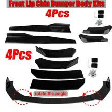 Specially Designed For Fashion Car Owners: Front Lip And Chin Bumper Modification Kit-High Quality Black PP Material+Easy Installation Design, Compatible With Mainstream Models!