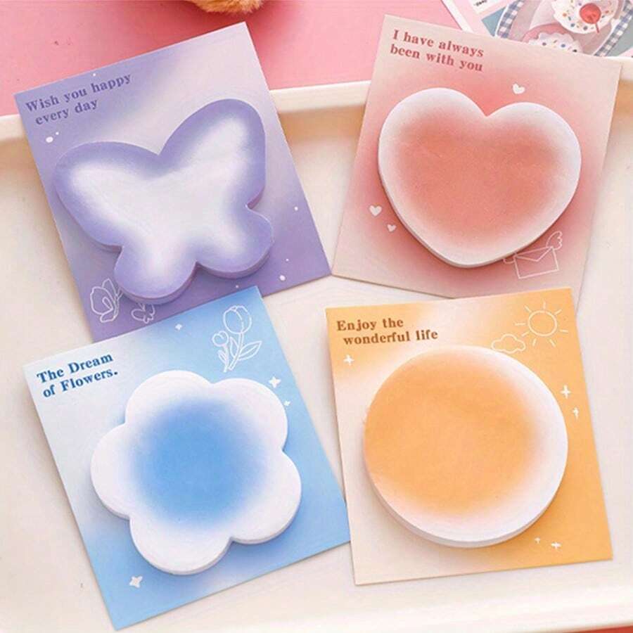 Cute Unique Gradient Color Sticky Notes Round Flower Butterfly Love ...