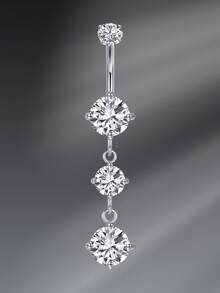 CIZME 1 件时尚不锈钢心形花蝴蝶肚脐环，适合女性日常装饰，14G 10mm 肚脐环穿孔首饰刻面方晶锆石吊坠肚脐环肚脐穿孔身体首饰 - 彩色 - 查看 28