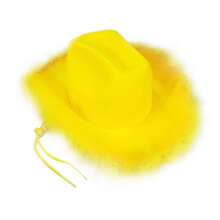 Womens Cowboy Hat, Adult Solid Color Furry Trim Wide Brim Hat Female Cap For Dating Party - Yellow - View 4