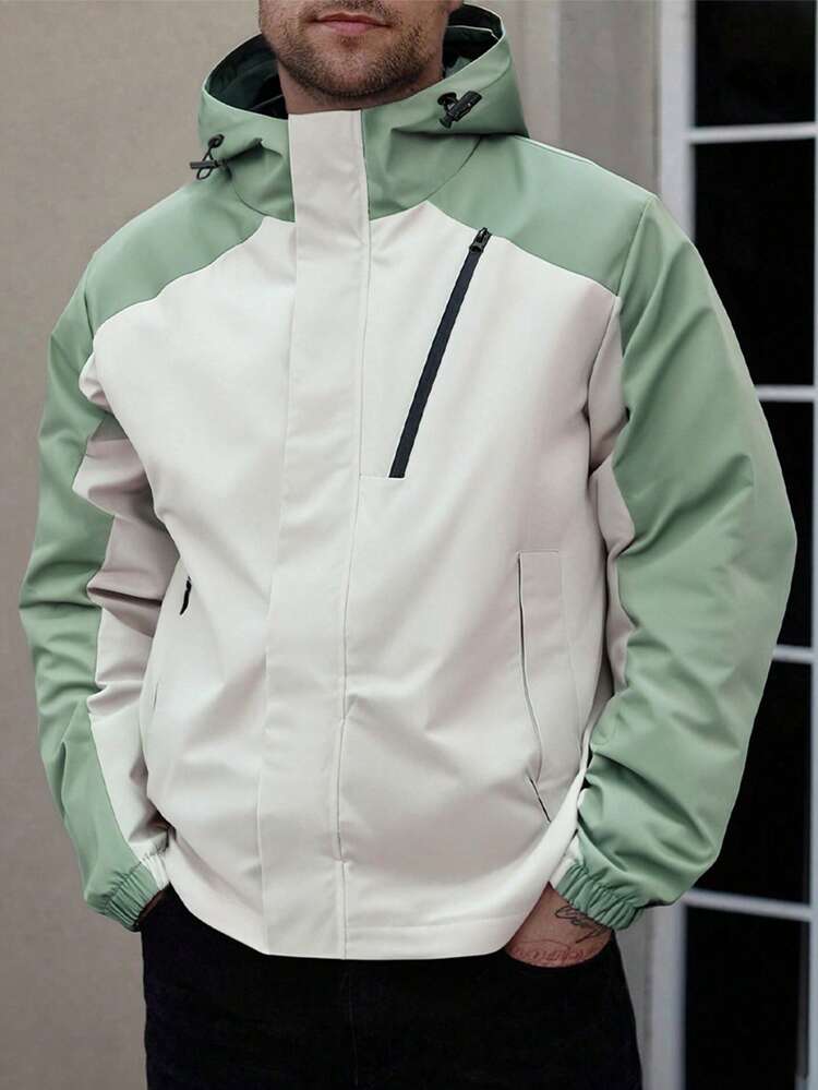 Chaqueta ligera con cremallera de manga larga para hombre, cómoda, casual, para exteriores, primavera/otoño - Gris - Añade 1