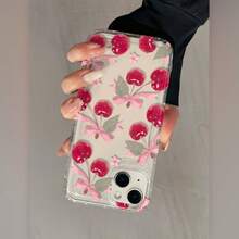 Ribbon Red Cherry  Anti-Drop Soft Shell With A Minimalist High-End Feel, Suitable For Iphone 14 Pro Max, Apple 13 Phone Case, Couple'S XS Max, New Model 12 Pro Anti-Drop, XR Frosted, 11 Unisex, 13 Full Coverage, 15 PRO Soft Shell, 15 Protective - Clear - View 6