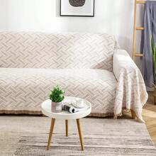 Loveseat Cover Sheet Blanket, Cotton Woven Reversible Anti Slip Cushion Covers 2 Seater Couches With Armrest, Living Room Furniture Decor Slipcovers Protector Pets - 白色 - 查看 11
