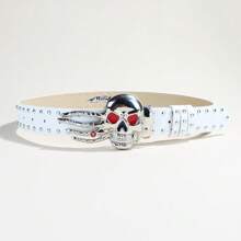 Personalized Skull Buckle Waist Belt, Punk Style, Unisex, Suitable For Halloween Fall, Autumn, Halloween