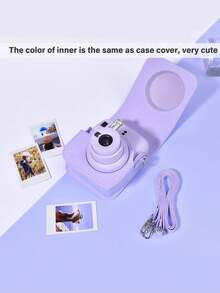 Instant Mini 12 相机套，兼容 Mini 12/Mini 12 相机 - PU 皮革保护套，带可调节肩带 - 浅紫色 - 紫色 - 查看 3