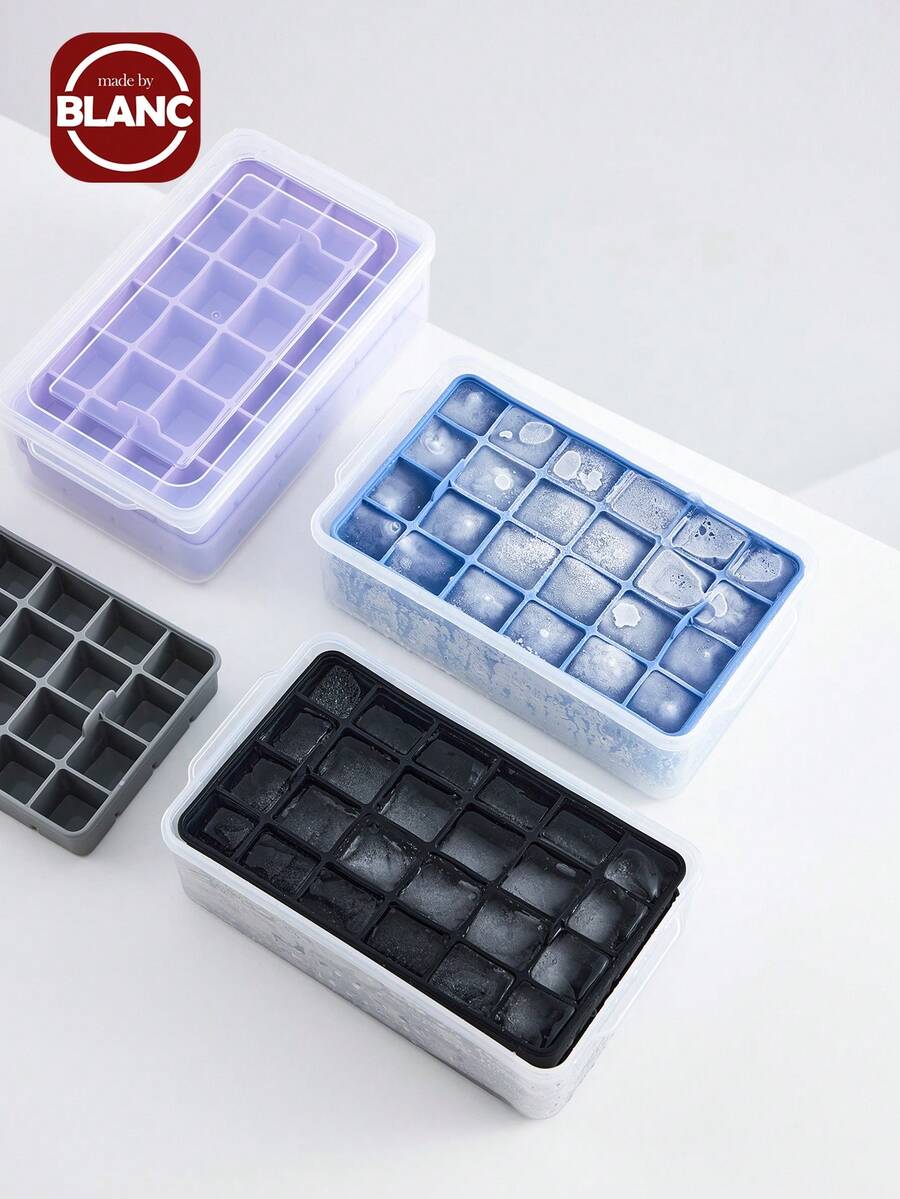 1 套 48 件 1.1 英寸冰块硅胶模具，自制冰格带储物盒，易取出方形冰格，返校 - 彩色 - 查看 1