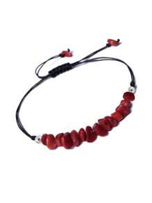 1pc Natural Gemstone Crystal Chip Beaded Braided Bracelet, Suitable For Women's Everyday And Holiday Wear, Jewelry Gift