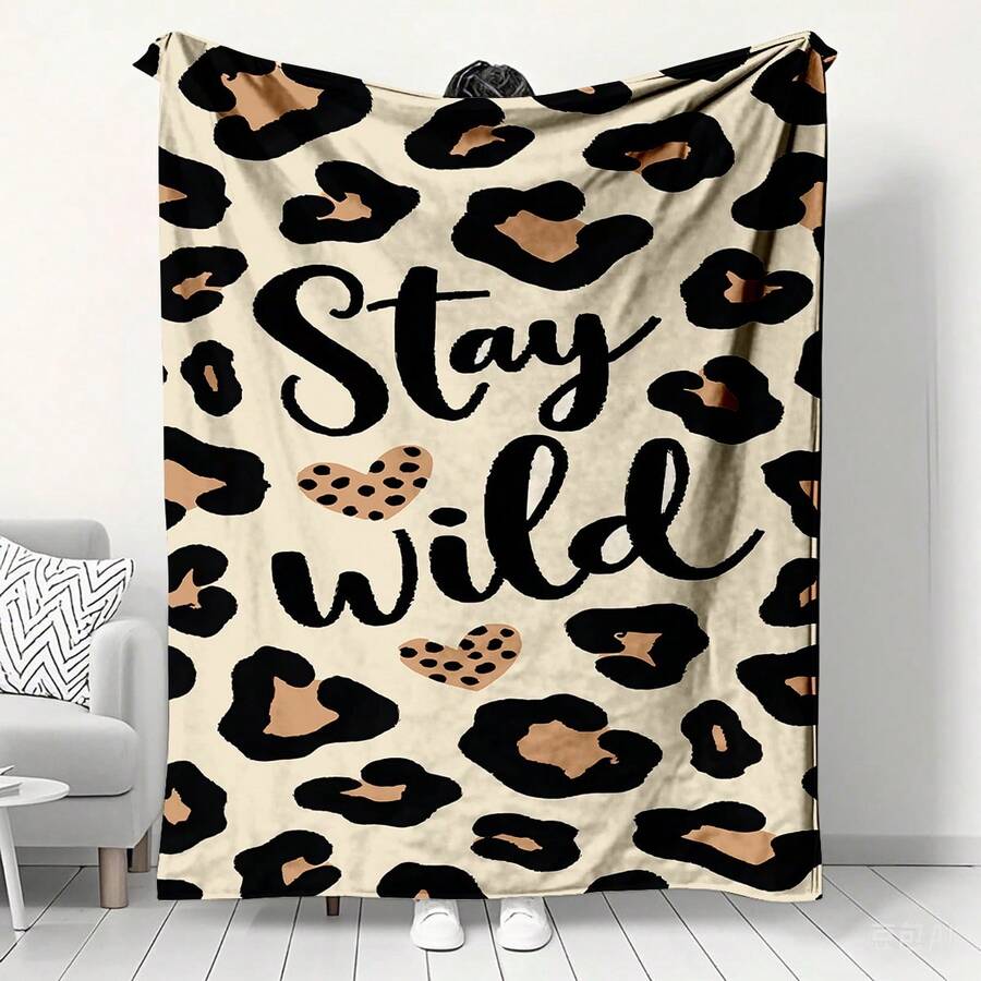 1PC With Beautiful Leopard Print Pattern, Machine Washable, Soft And Comfortable, Lightweight Wool Blanket, Comfortable Air Conditioning Blanket, Home Decoration, Suitable For All Seasons, Christmas And Halloween Friend Gifts, Suitable For Sofas, Beds, Cars, Offices, Camping, Travel, Outdoor, Suitable For Giving To Family And Friends. The Perfect Gift For Sons, Daughters, Grandmothers, Grandfathers, Fathers, Mothers, Uncles, And Aunts