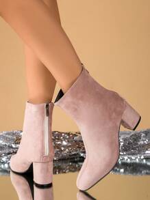 女春秋季新款中跟简约韩版大码短靴粗跟百搭时尚踝靴