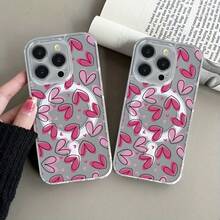 Funda magnética transparente de acrílico para phone 16/15/14/13/12/11 Pro Plus con diseño de corazón rosa. Compatible con phone 16, 15, 14, 13, 12 y 11 Pro. Resistente a golpes. Diseño clásico y transparente. Ideal para hombres y mujeres. - Blanco - Ver 2