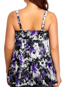 Plus Size Flowy Tankini Top For Women - Modest Bathing Suit - 多彩花卉 - 查看 11