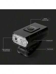 USB Rechargeable LED Bicycle Headlight Bike Front Rear Light Cycling Lamp UK - Black - View 2