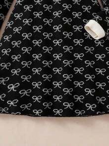 女童秋冬英伦风蝴蝶结针织连衣裙 - 黑色 - 查看 8