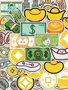 SCXXBSW 50pcs Cartoon Currency Stickers DIY Decoration Luggage Guitar Notebook Creative Fun Cartoon Waterproof Stickers - Multicolor - View 2