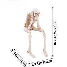 1 件万圣节骷髅树脂装饰，恐怖氛围装饰“非礼勿视，非礼勿听，非礼勿言”骷髅工艺品 - 彩色 - 查看 12