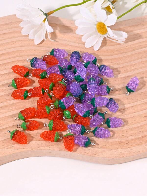 30 pièces Charms de bijouterie minimalistes et mignons à motif de raisin, convient pour fabriquer des boucles d'oreilles, colliers, bracelets, porte-clés