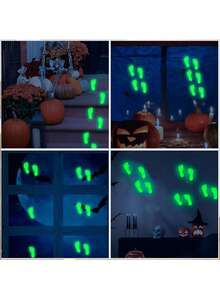 18 pezzi Adesivi luminosi al buio a forma di impronta verde di Babbo Natale - Adesivi PVC riutilizzabili per pavimenti, finestre e pareti per decorazioni domestiche, ufficio e feste, decorazioni natalizie per la casa | Disegni giocosi | Decorazioni per la casa autOgnissanti Halloween, decorazioni natalizie - Verde - Visualizzare 5