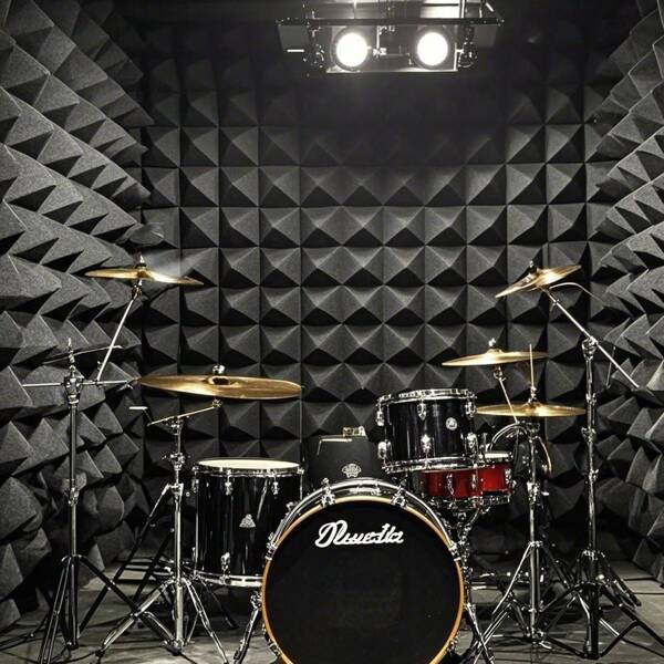 24pcs Black Pyramid Sound Absorbing Foam Tiles, 12"X12"X2", Self-Adhesive - For Home Theater, Studio, Office, Recording Room, Sound Insulation Dampening Wall Panels