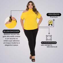 Plus Size Women's Blouse Basic Blouse Loose Top From G1 To G5 - 黃色 - 查看 2
