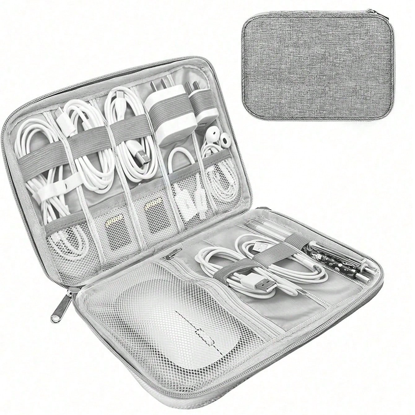 USB Data Cable Organizer For Earphone Wire Bag Pen Power Bank Travel Kit Case Watch Band Pouch Electronics Accessories Portable Charger Charger Case School College Headphone Case Cable Bag For Travel Flight Business Home Camping Outdoor Beach Vacation Back To School Travel Essentials Dorm Essentials Large Capacity Packing Bag For Women And Man