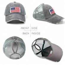 1pc Women's Multi-Color Mesh Ponytail Hole USA Flag Pattern Sports Baseball Cap, Suitable For Daily Wear