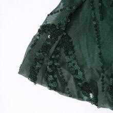 Women's Sequined Slip-Resistant Zipper Back Padding Dress - Dark Green - View 8