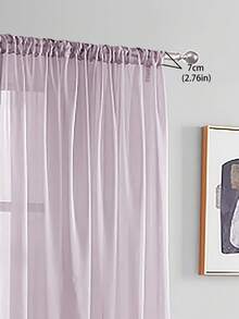 1pc Sheer Voile Curtain, Lightweight Translucent Fabric, Sun Blocking & Heat Insulation, Rod Pocket Top Design, Good Drapability, Suitable For Living Room, Bedroom, Balcony Decor | Autumn Decor, Room Decor - light purple - View 2