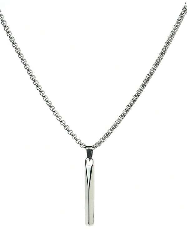 Fashion Stainless Steel Long Chain Pendant Necklace Simple Gold Silver Color Hip Hop Necklace For Men Boy Jewelry