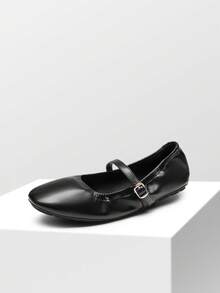 Women Ballet Flats Slip On Square Toe Mary Jane Flats Comfortable Dress Commute Casual Foldable Flat Shoes - 黑色 - 查看 7