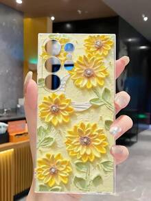 Ốp lưng điện thoại chống sốc họa tiết tranh sơn dầu, 1 chiếc, họa tiết hoa hướng dương và mặt trăng, trong suốt, mềm mại, tương thích với Samsung Galaxy A04e/12/A13/A14/A34/A50/A52/A53/A54/S21/S22/S23/S24/S25/S25Ultra Spring Gift, phiên bản quốc tế, không phải phiên bản nội địa. - Trong sáng - Xem 6