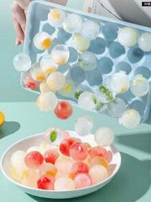 1pc/Sphere Ice Ball Maker Tray, 33 Cavities Small Round Ice Cube Mold, Easy To Place In Freezer, Stackable Design - Multicolor - View 1