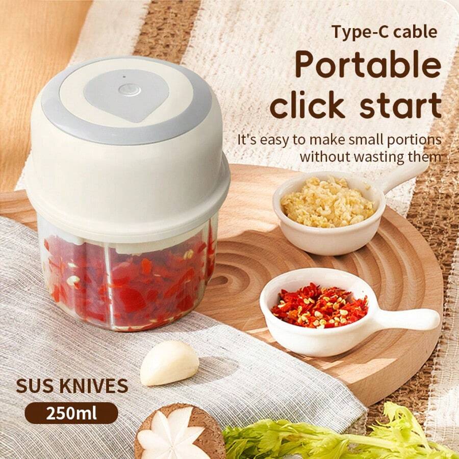 8.45oz Electric Mini Garlic Chopper, USB Meat Grinder, Garlic Grinder, Sturdy And Durable Ginger And Vegetable Grinder, Daily Household Kitchenware