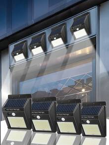 1/2/4 件太阳能户外壁灯，4000W 超亮 40 LED 庭院灯，带遥控器，三种照明模式，适用于花园、车库、车道、露台、家居装饰、户外装饰、房屋装饰、游泳池、圣诞节装饰、万圣节装饰。返校礼物 - 40LED-三種模式 - 查看 13