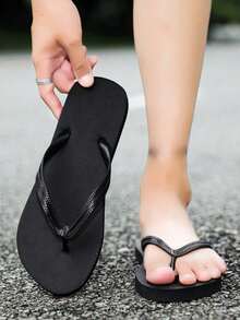 Men's Casual Flip Flops, Black, Plus Size, Summer - Black - View 3