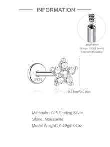 Pendientes de plata de ley 925 con flores de moissanita para mujer, aretes clásicos minimalistas, regalo de boda o para mamá, joyería fina