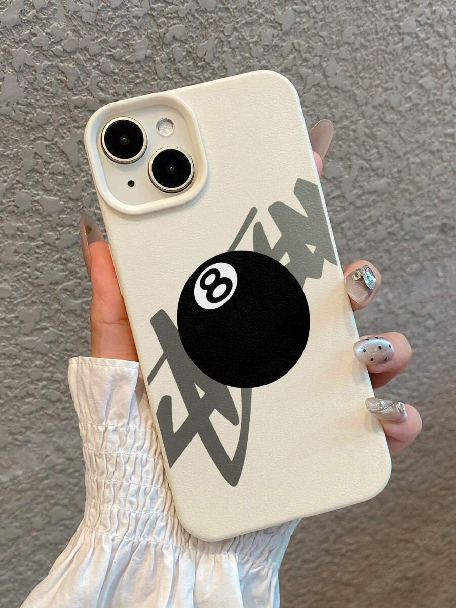 1 pieza Funda transparente con patrón de bola 8 negra, cubierta de protección suave a prueba de agua y anti-caídas compatible con iPhone 16/15/14/13/12/11 Pro Max/7/8 Plus, Galaxy y otros modelos