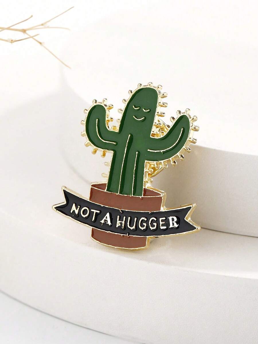 Alloy Cactus Plant Green Brooch, Cute Brooch DIY Decoration, Gift For Friends - Green - View 1
