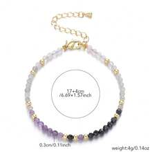 1 pieza Brazalete elegante estilo bohemio con turmalina negra natural, amatista, cuarzo rosa y piedras brillantes, adecuado como regalo para niñas, esposas, novias y abuelas, para uso diario - 17 cm, 3 mm - Ver 11