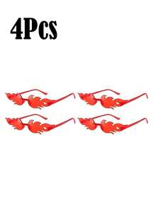 1-10 件-火焰眼镜，无框派对装饰眼镜，火焰眼镜无框彩色派对装饰眼镜，无框火焰形状装饰眼镜波浪火眼镜女士男士派对用品拍照道具，春夏季度假眼镜，海滩沙滩装饰，酷炫