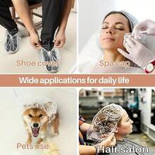 50/100 chiếc mũ tắm dùng một lần - Mũ trùm tóc bằng nhựa chống thấm nước cỡ lớn, chất lượng salon dành cho cả nam và nữ, lý tưởng để dưỡng tóc sâu và chăm sóc tóc, nhiều màu/Trắng - Nhiều màu - Xem 7