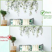Calcomanías de pared de hojas verdes para despegar y pegar, calcomanías de pared de vinilo de hojas de flores grandes, decoración del hogar de vid extraíble, arte para dormitorio, sala de - Flor rosa B - Ver 11