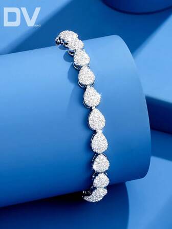 DV JEWELRY 1pc Women's Luxury Zirconia Stone Platinum Plated Bracelet, Elegant Jewelry For Date, Wedding, Party, Anniversary