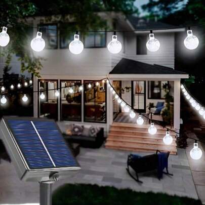 Luci a stringa a sfera di cristallo alimentate a energia solare - 20/30/50/100/200 LED, 16,4/22,9/39,3 piedi, decorazione da esterno per Ognissanti, N