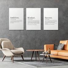 GUBIYU Black Hustle Grind Execution Wall Art Set Of 3 Framed Canvas Office Inspirational Motiviational Wall Decor Art Positive Quotes Posters Living Room Pictures Walls Decor Mens Guys 12x16 - A012 黑白 - 查看 4