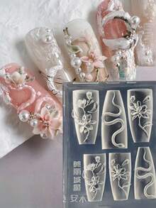1个蛇形新年玫瑰蛇3D亚克力模具美甲装饰DIY硅胶美甲模板美甲模具，美甲用品，美甲工具，美甲艺术工具，返校季，美甲，美甲工具，适用于按压式美甲 - 無色 - 查看 12