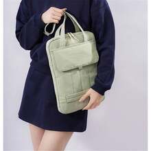 多功能笔记本电脑包单肩手提包 13.3 14 15 英寸适用于 Macbook Air 13 Pro 商务通勤帆布简约手提包笔记本电脑包女士 Macbook 保护套大学必备返校笔记本电脑内胆包