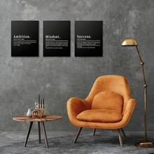 GUBIYU Black Hustle Grind Execution Wall Art Set Of 3 Framed Canvas Office Inspirational Motiviational Wall Decor Art Positive Quotes Posters Living Room Pictures Walls Decor Mens Guys 12x16 - A010 黑白 - 查看 8
