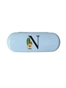 1個純色眼鏡盒，字母花卉印花硬質PU皮革眼鏡盒，全新極簡設計，便攜、防水、防塵，適用於眼鏡和處方眼鏡，適合海灘、度假、旅行、野餐、約會、返校等場合的保護盒 - 彩色 - 查看 18